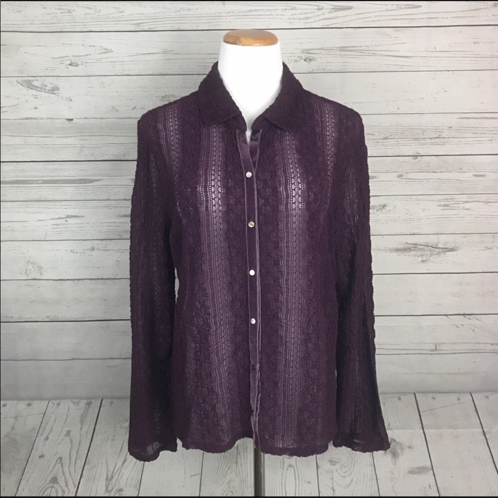 J. Jill sheer lace button down size XLP